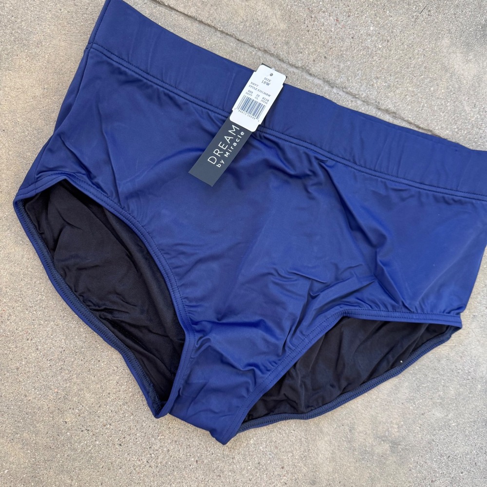 Dreamsuit by Miracle Brands Navy Blue High Waist Bikini Bottomsโ Swimsuit 18W